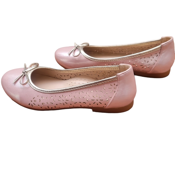Perla Soft Pink Floral Perforated Ballerina Flats - Picture 9 of 11